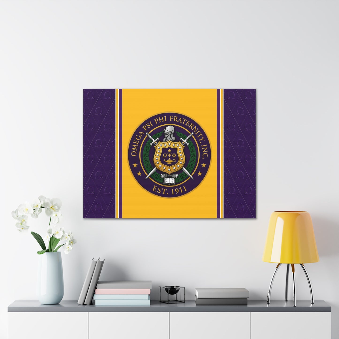 Omega Psi Phi Crest Horizontal Wall Canvas 2.5