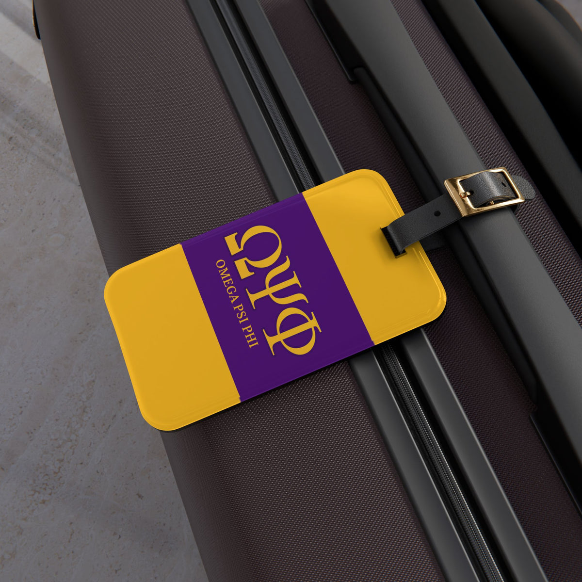 Omega Psi Phi Gold Luggage Tag