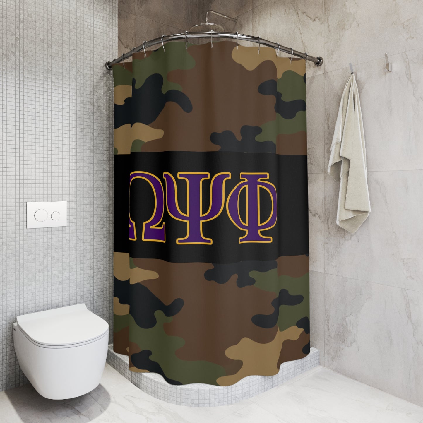 Omega Psi Phi Camo Shower Curtain