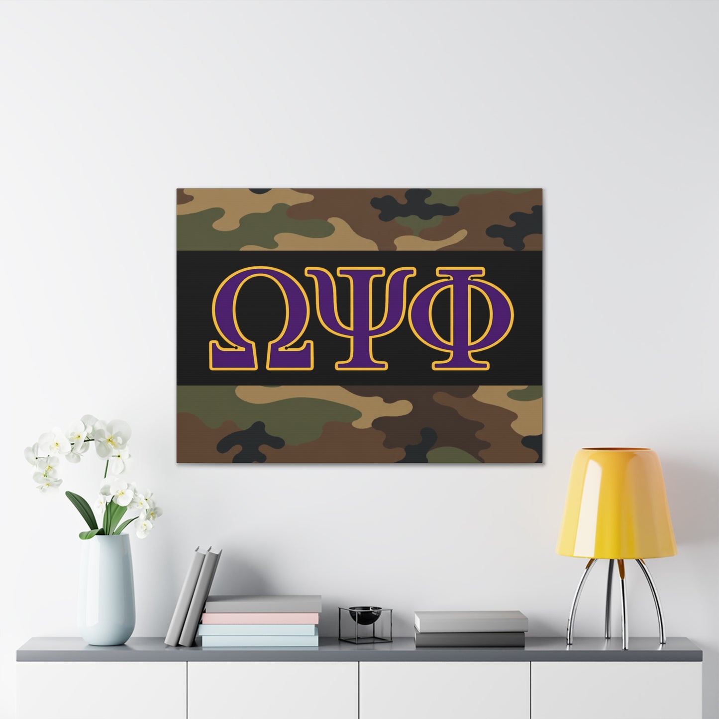 Omega Psi Phi Camo Horizontal Wall Canvas