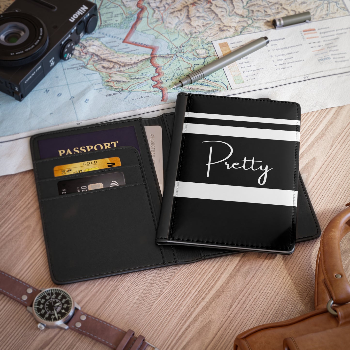 Pretty Black Passport Cover