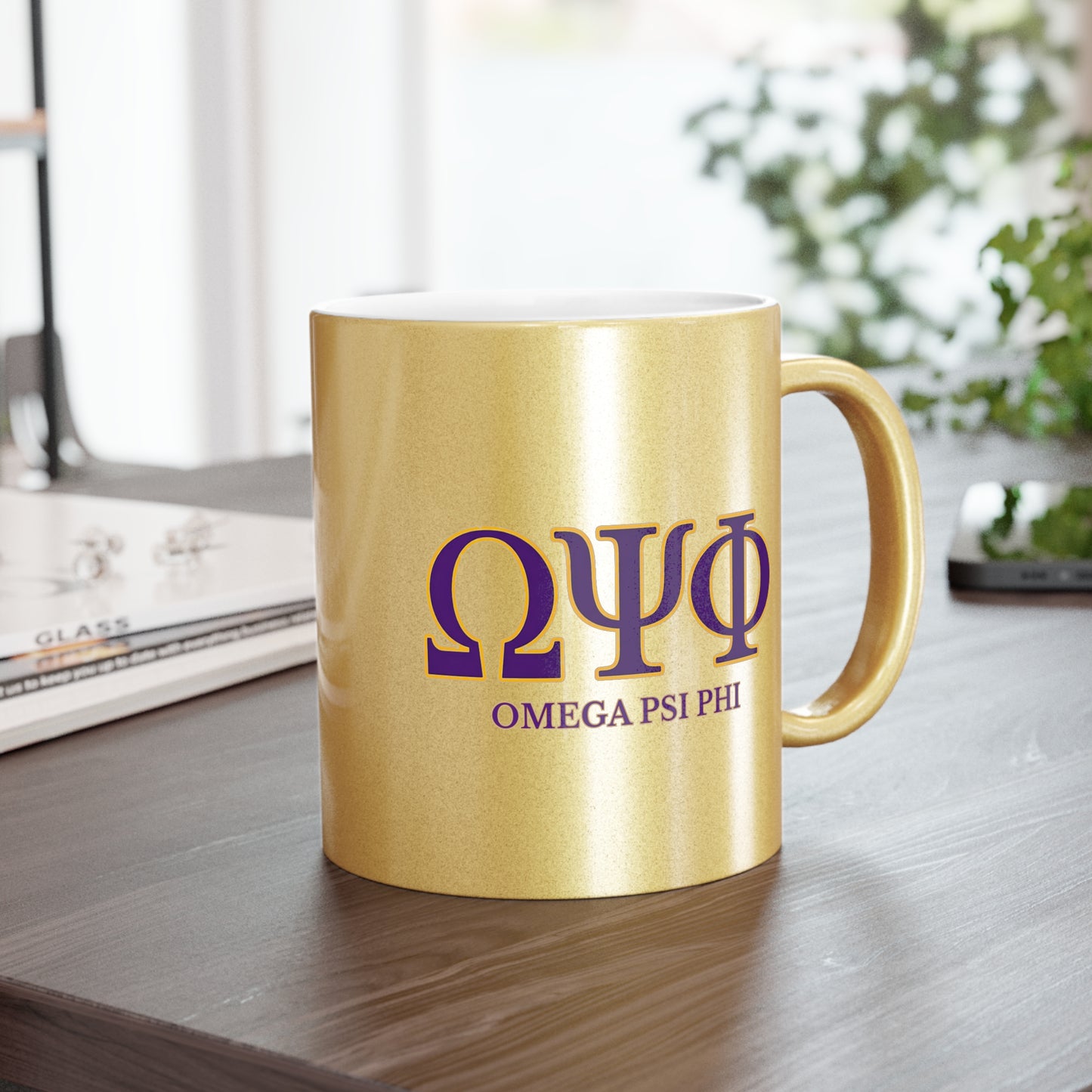 Omega Psi Phi Metallic Gold Mug