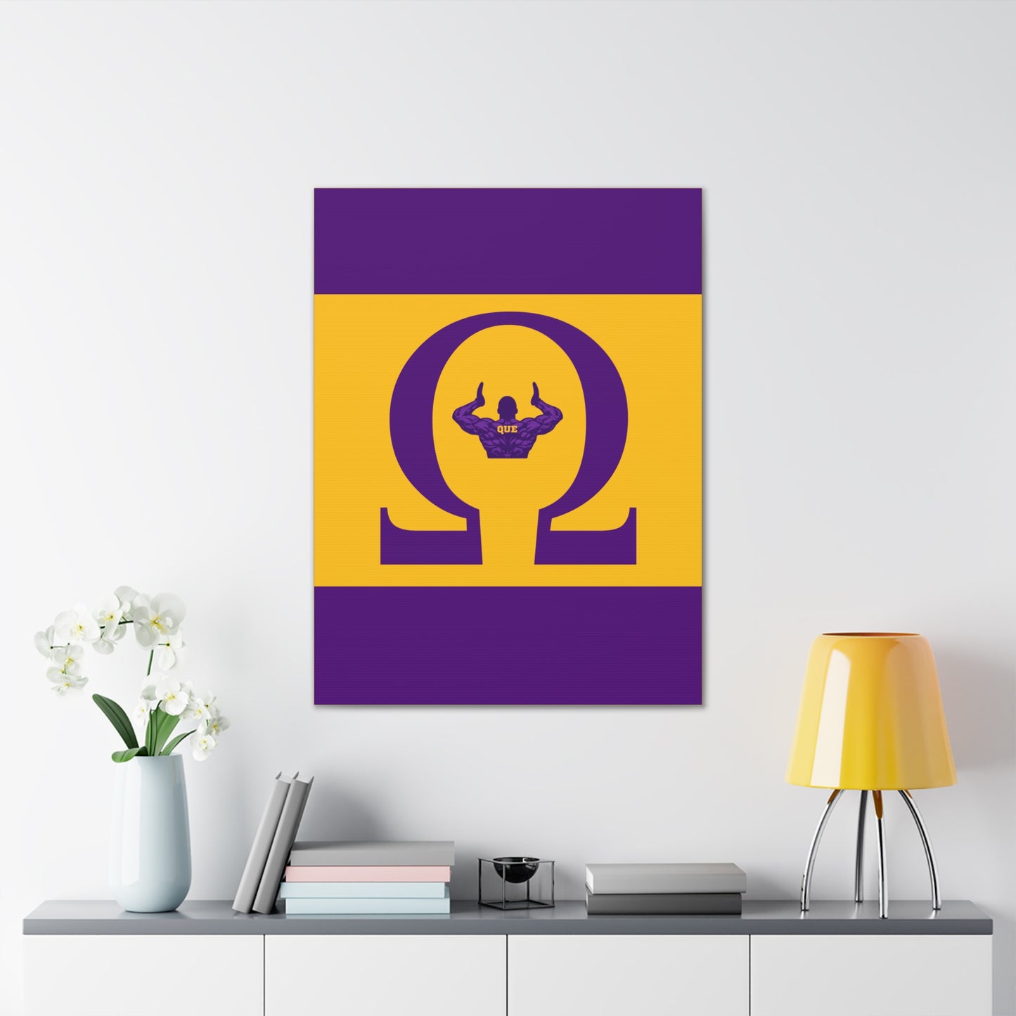 Omega Letter Vertical Wall Art Canvas