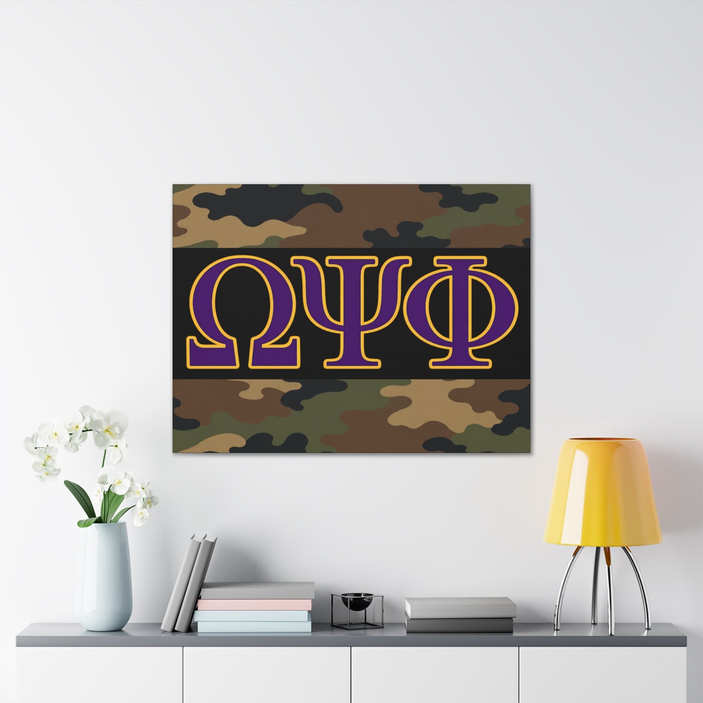 Omega Psi Phi Camo Horizontal Wall Canvas