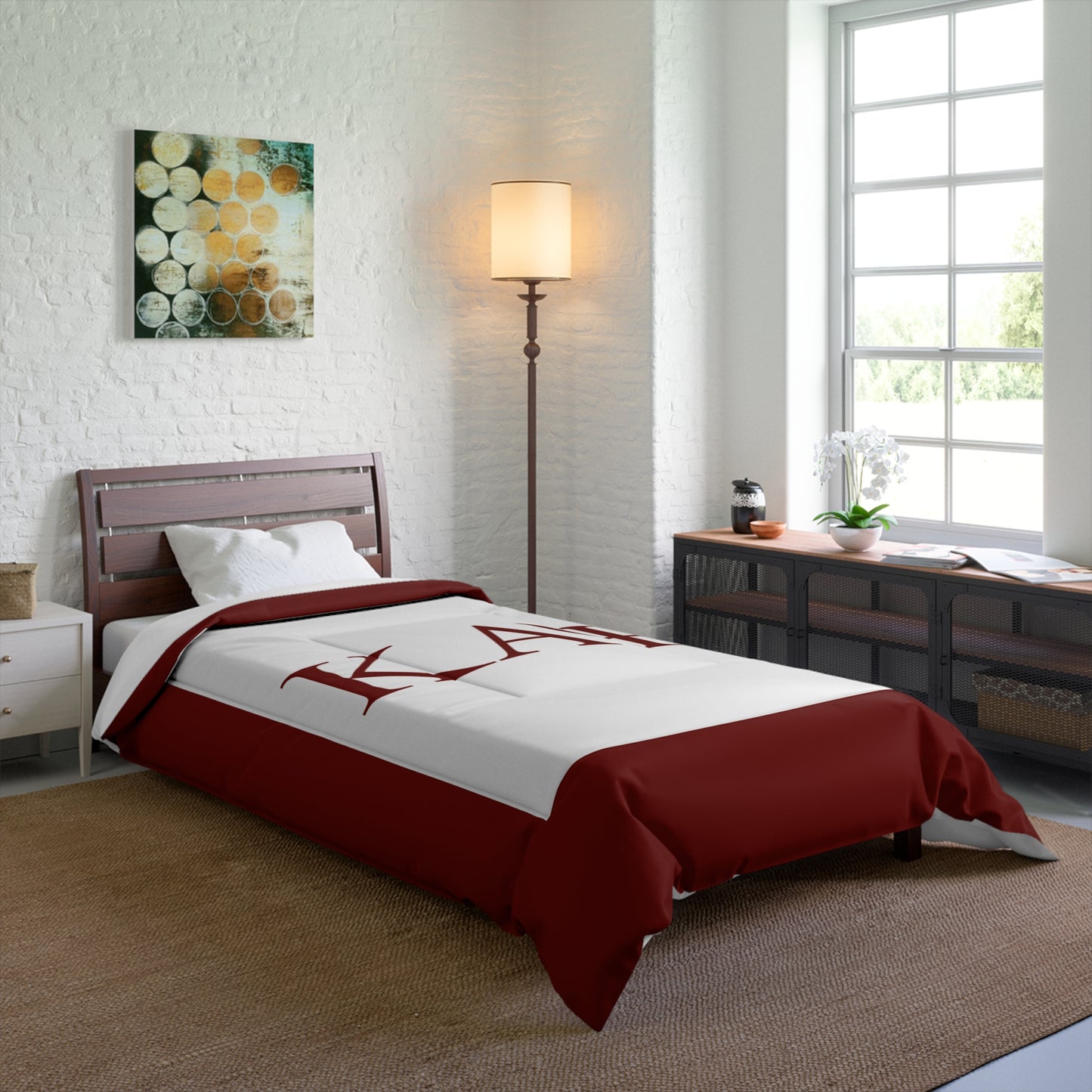 KAPsi Comforter - Crimson & White