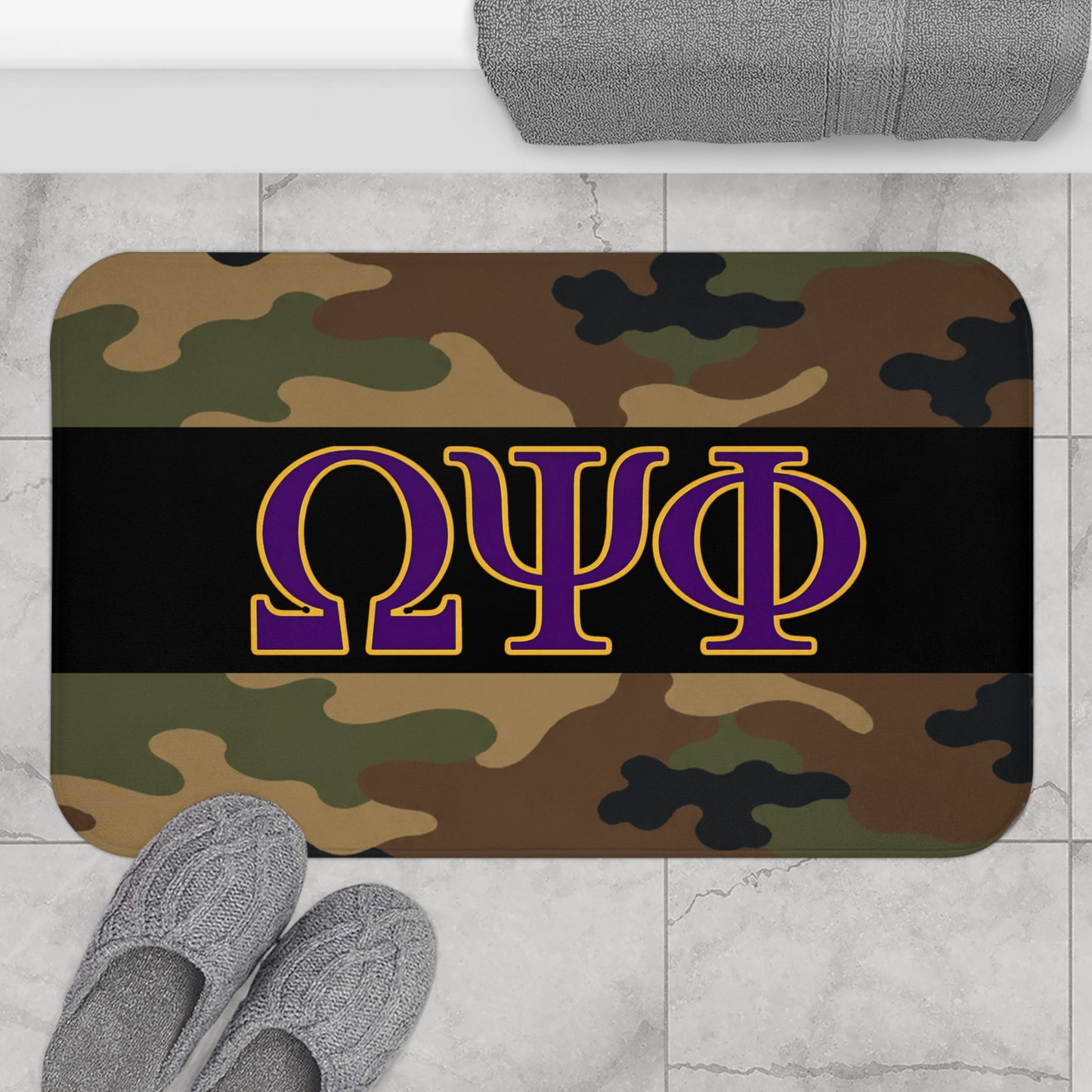 Omega Psi Phi Camo Bath Mat
