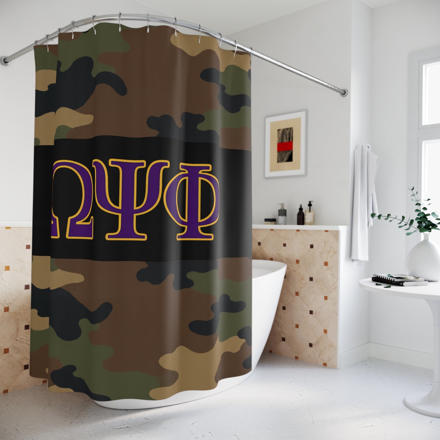 Omega Psi Phi Camo Shower Curtain