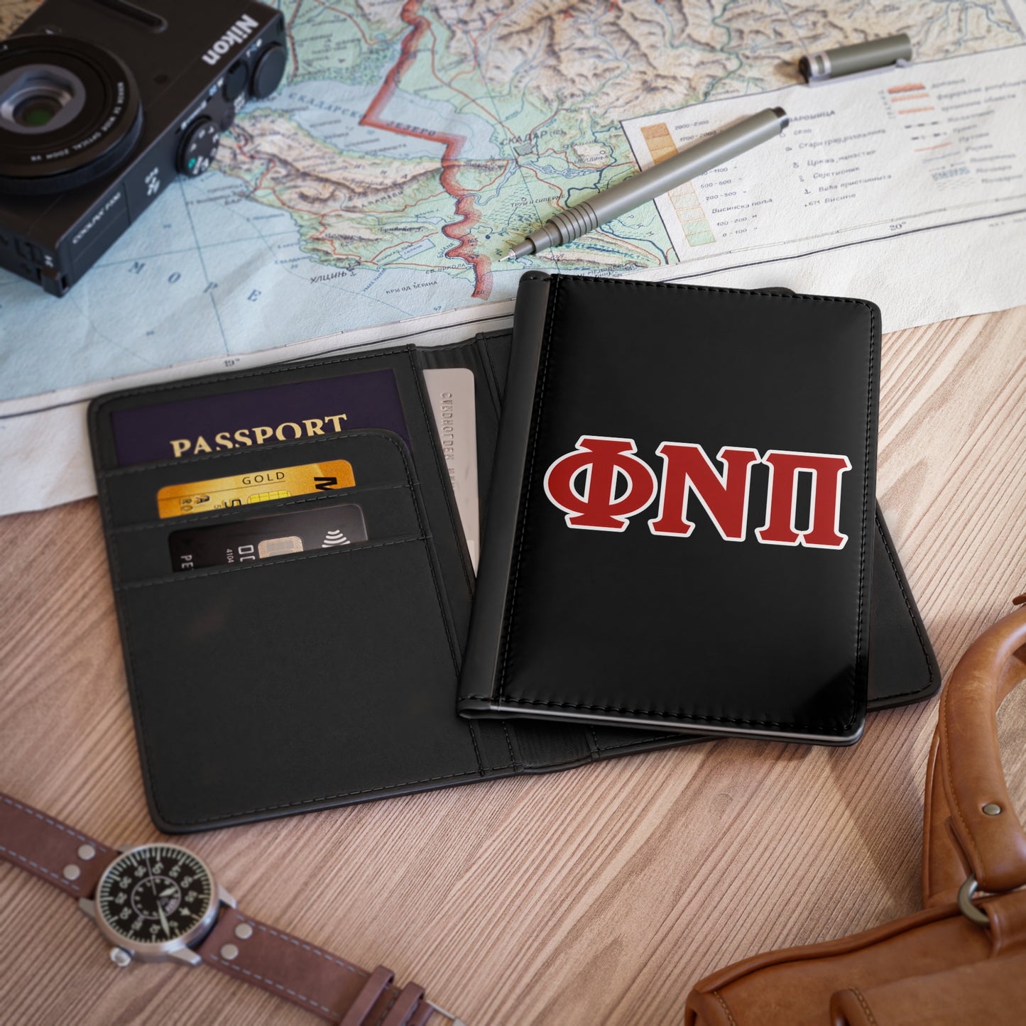 Phi Nu Pi Black Passport Cover