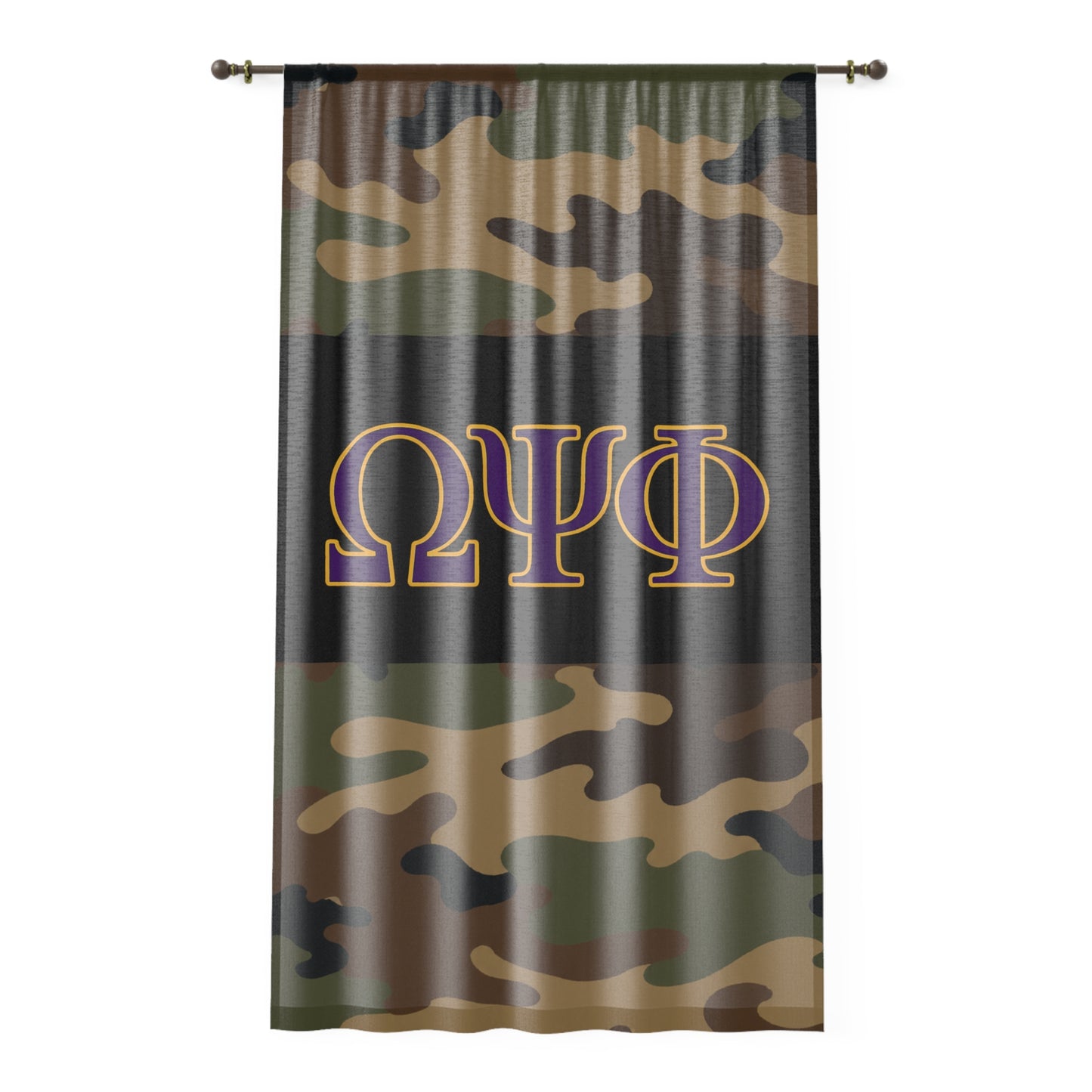 Omega Psi Phi Camo Sheer Window Curtain