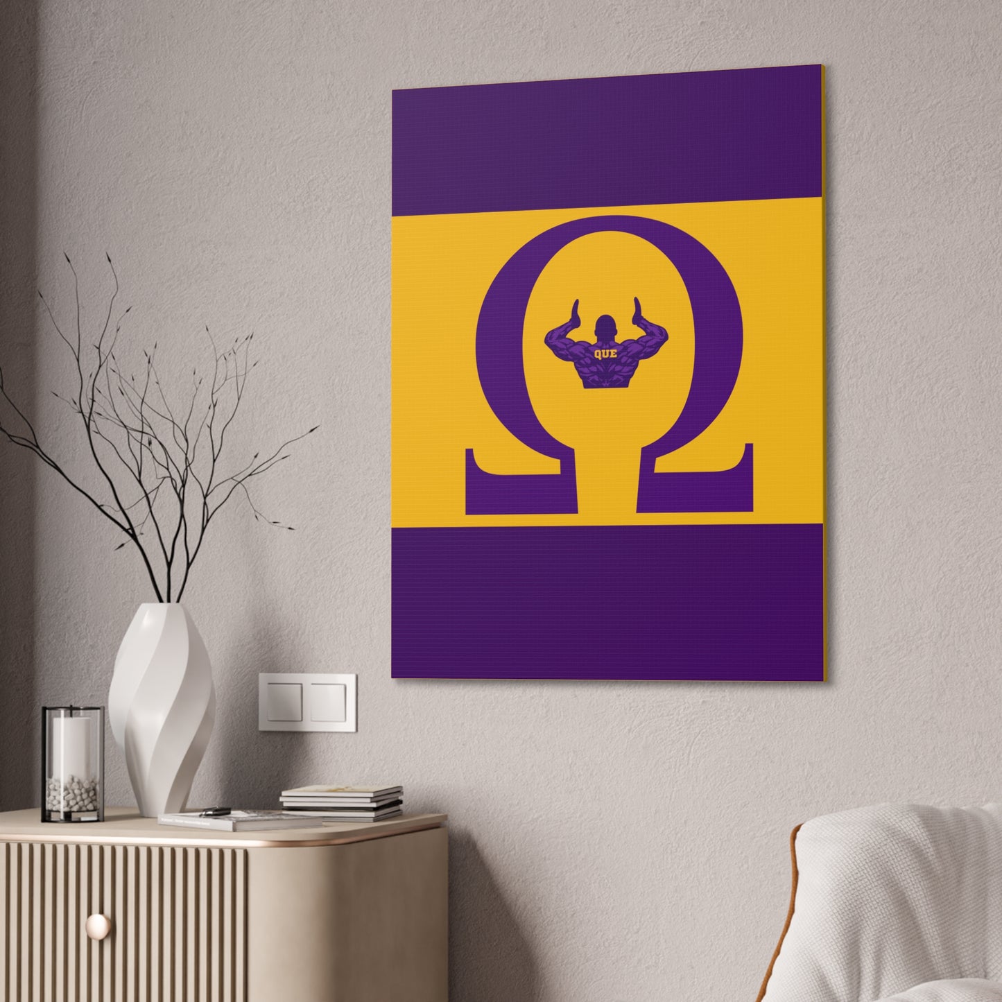 Omega Letter Vertical Wall Art Canvas