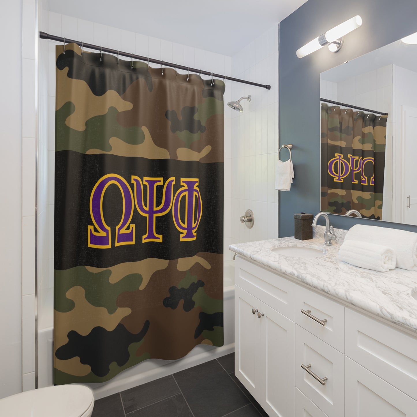Omega Psi Phi Camo Shower Curtain