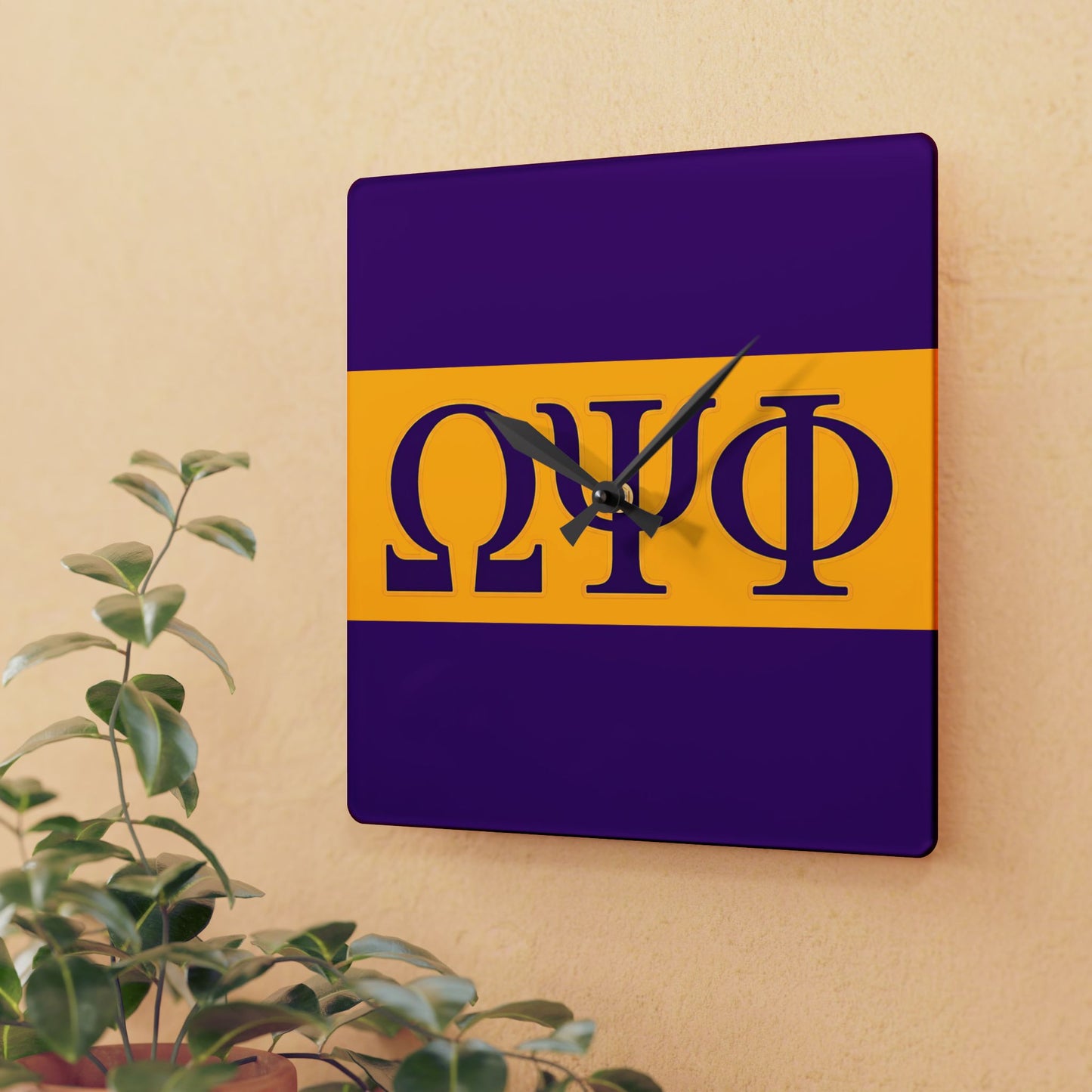Omega Psi Phi Square Wall Clock