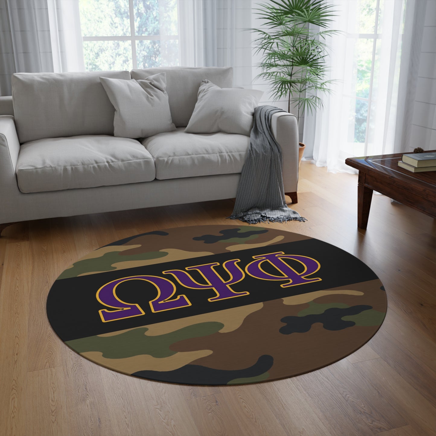 Omega Psi Phi Camo Round Rug