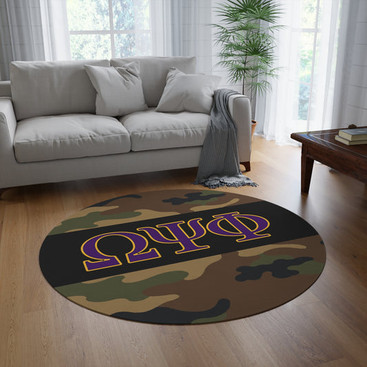 Omega Psi Phi Camo Round Rug