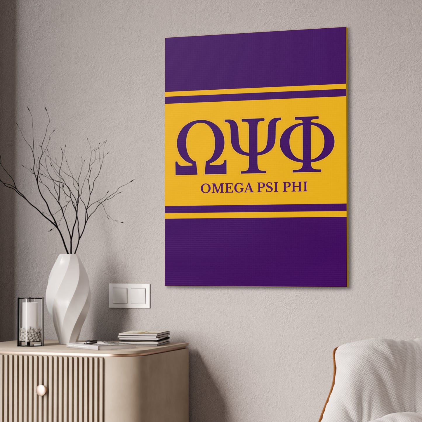 Omega Psi Phi Vertical Wall Canvas