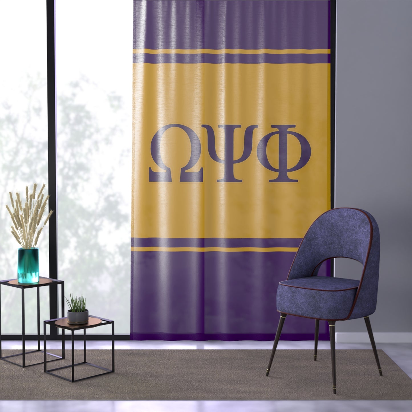 Omega Psi Phi Sheer Window Curtain