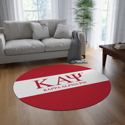 Kappa Licensed Round Rug — Red & White (60" × 60")