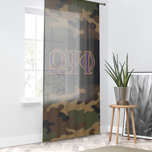 Omega Psi Phi Camo Sheer Window Curtain