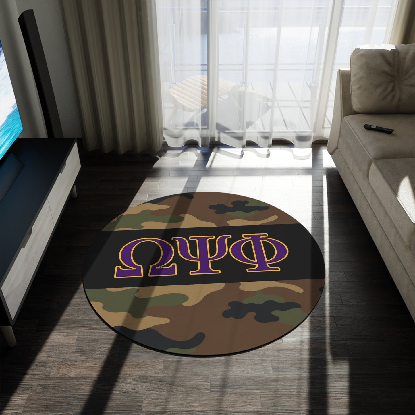 Omega Psi Phi Camo Round Rug