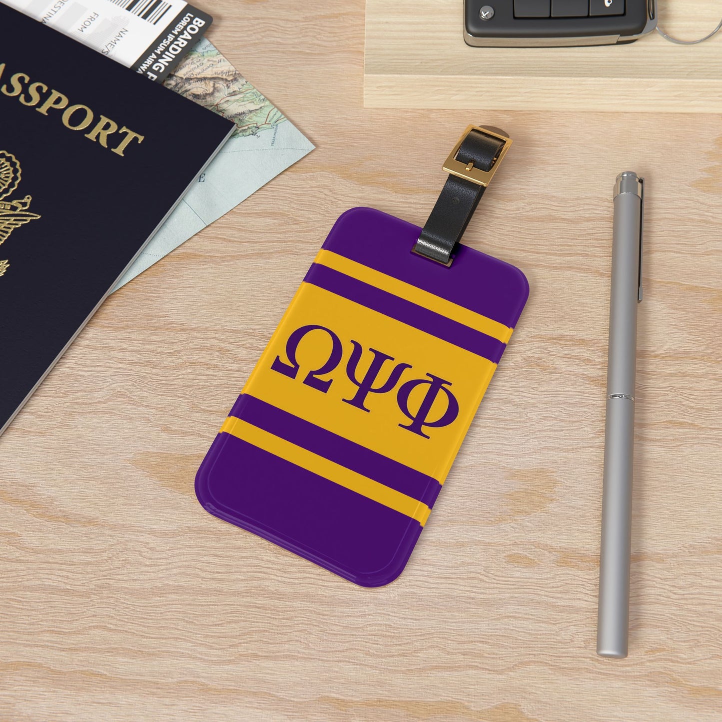 Omega Psi Phi Luggage Tag