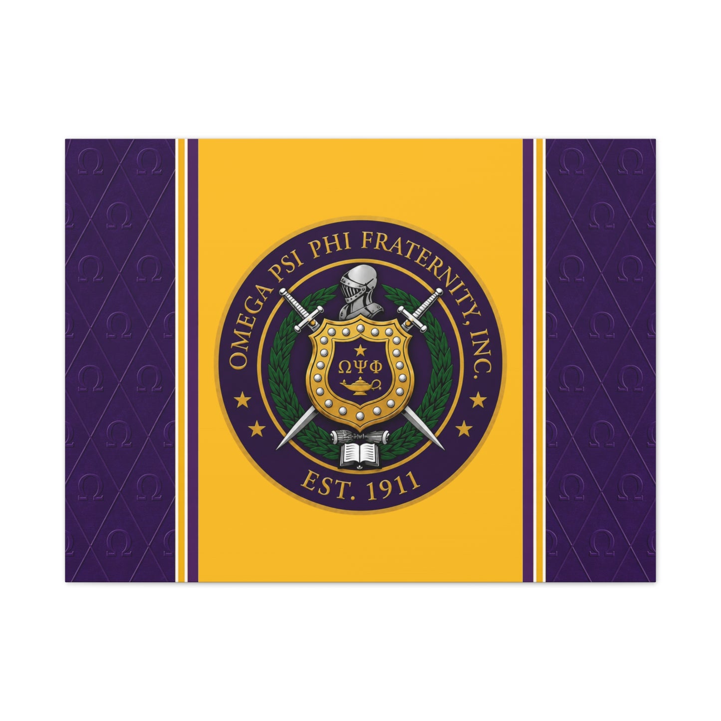 Omega Psi Phi Crest Horizontal Wall Canvas 2.5
