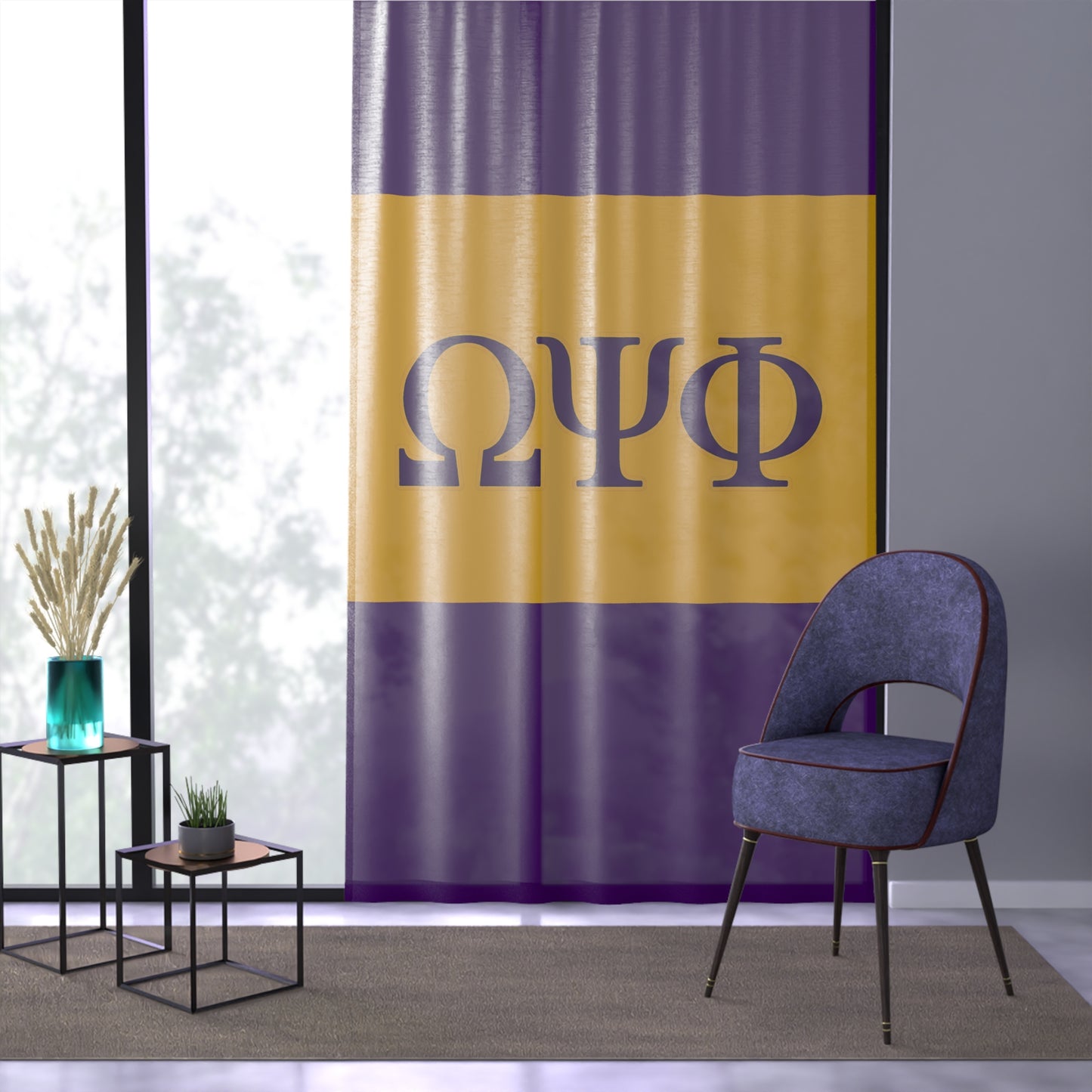 Omega Psi Phi Sheer Window Curtain