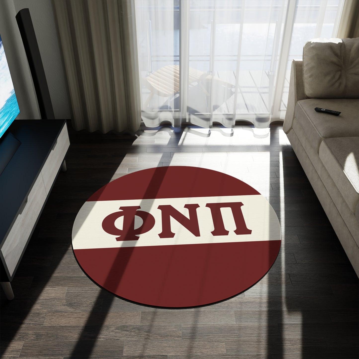 Phi Nu Pi Crimson Round Rug