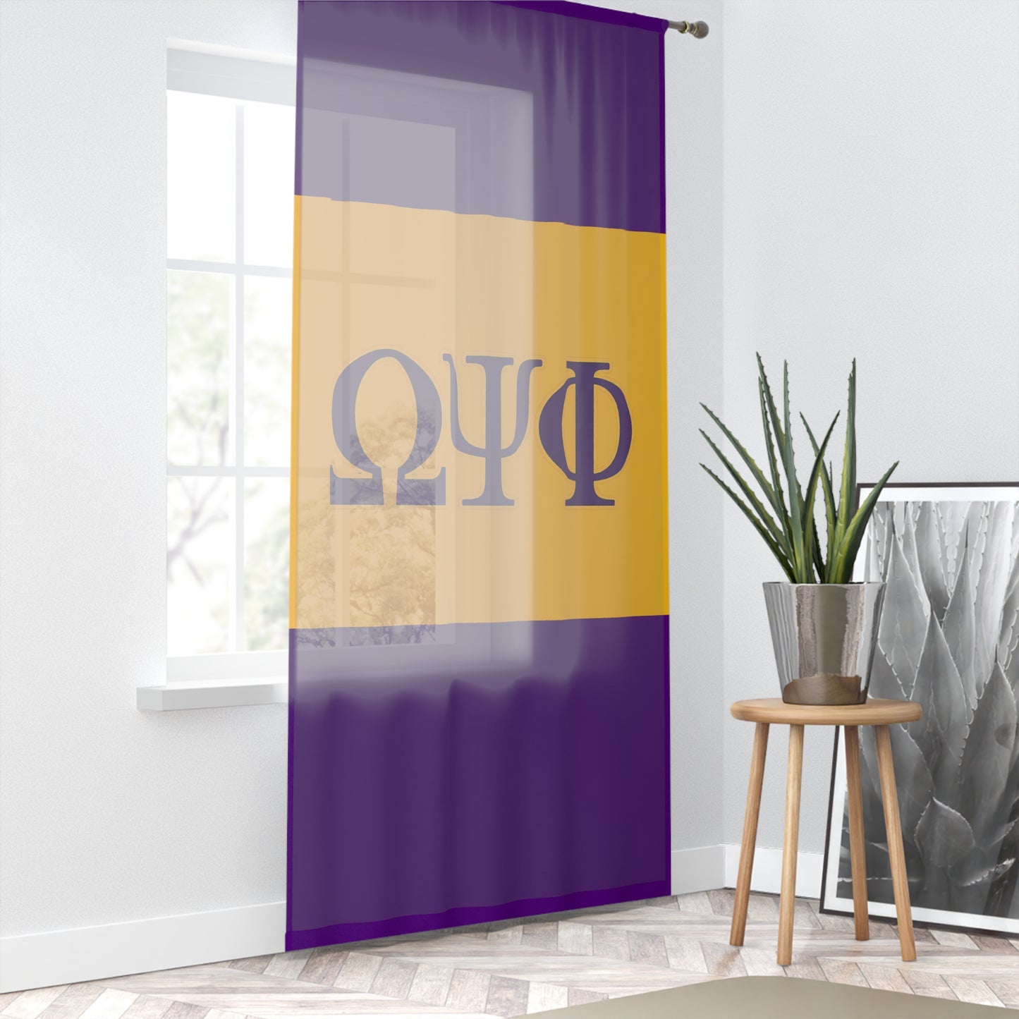 Omega Psi Phi Sheer Window Curtain