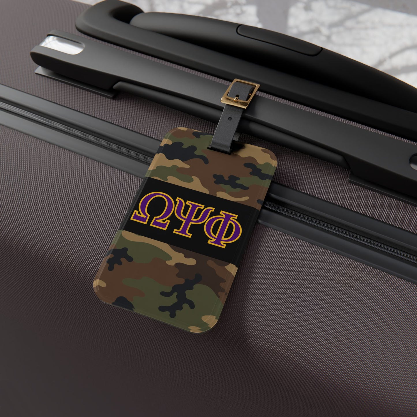 Omega Psi Phi Camo Luggage Tag