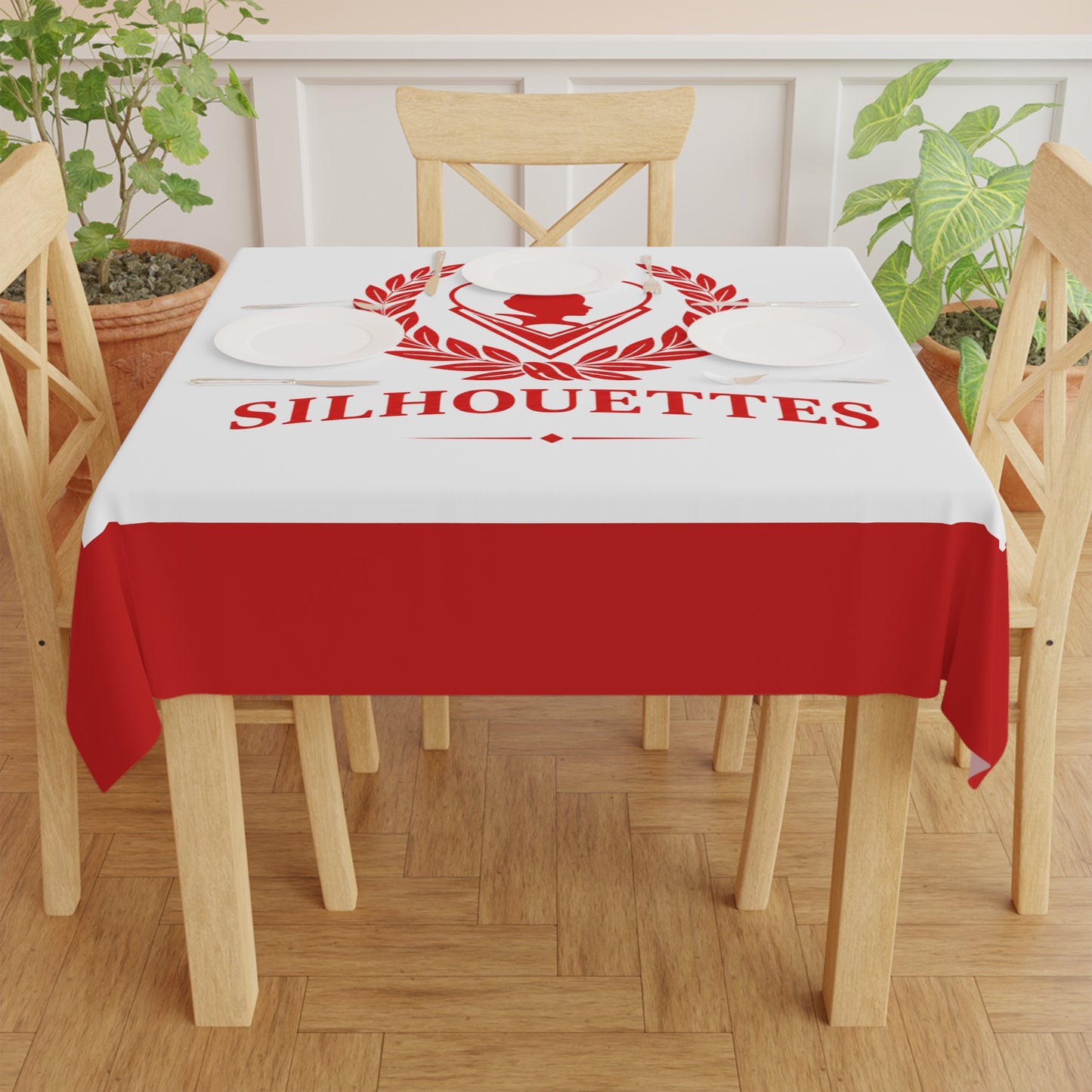 Silhouettes White Tablecloth