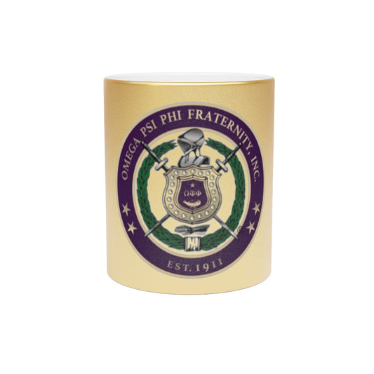 Omega Psi Phi Crest Metallic Gold Mug
