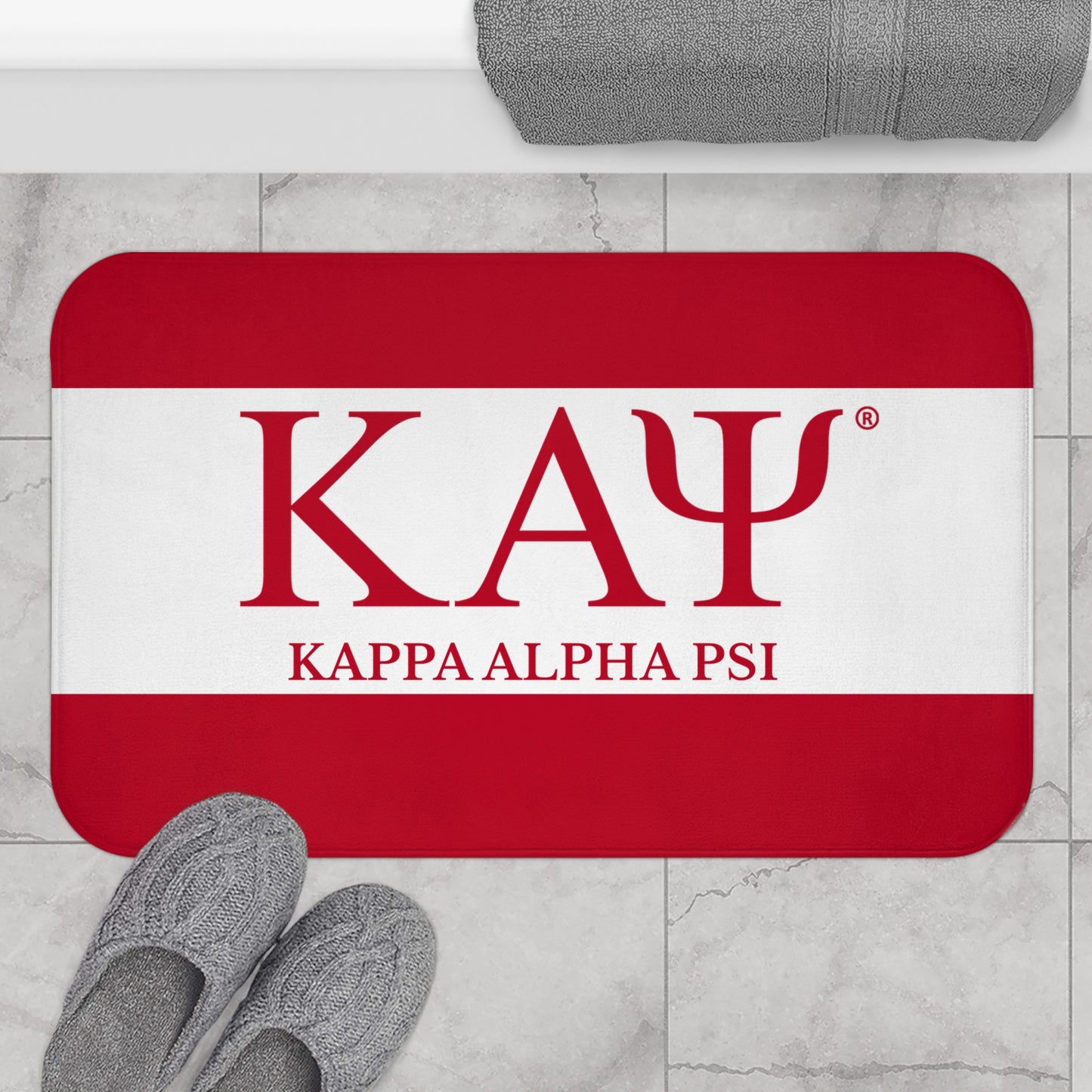 Kappa Licensed Memory Foam Bath Mat — Red & White