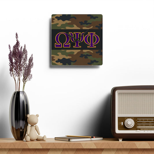Omega Psi Phi Camo Square Wall Clock