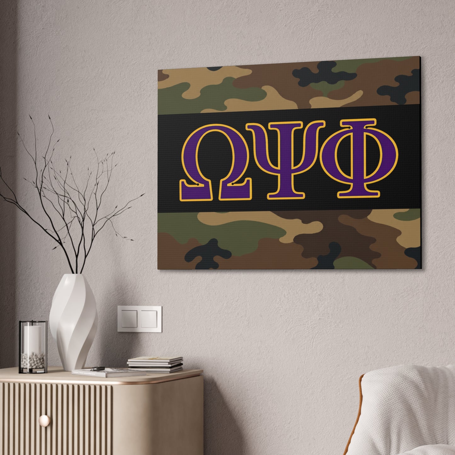 Omega Psi Phi Camo Horizontal Wall Canvas
