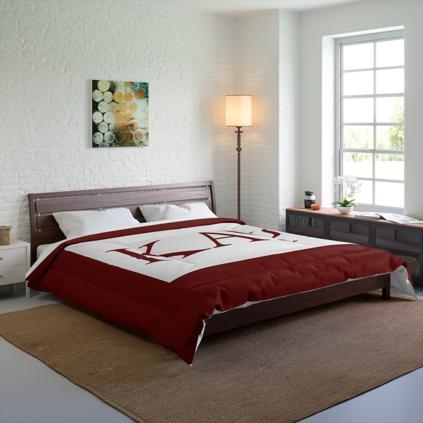 KAPsi Comforter - Crimson & White