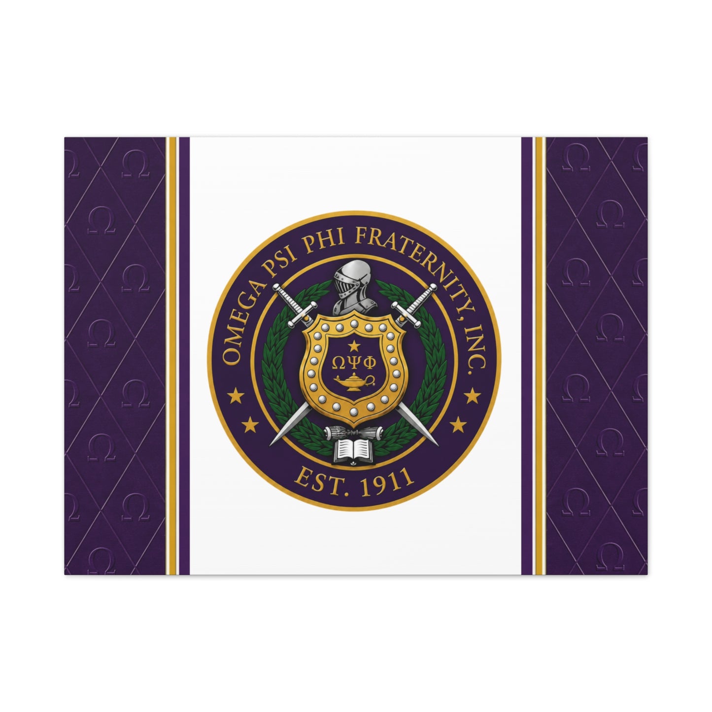 Omega Psi Phi Crest Horizontal Wall Canvas 2.0