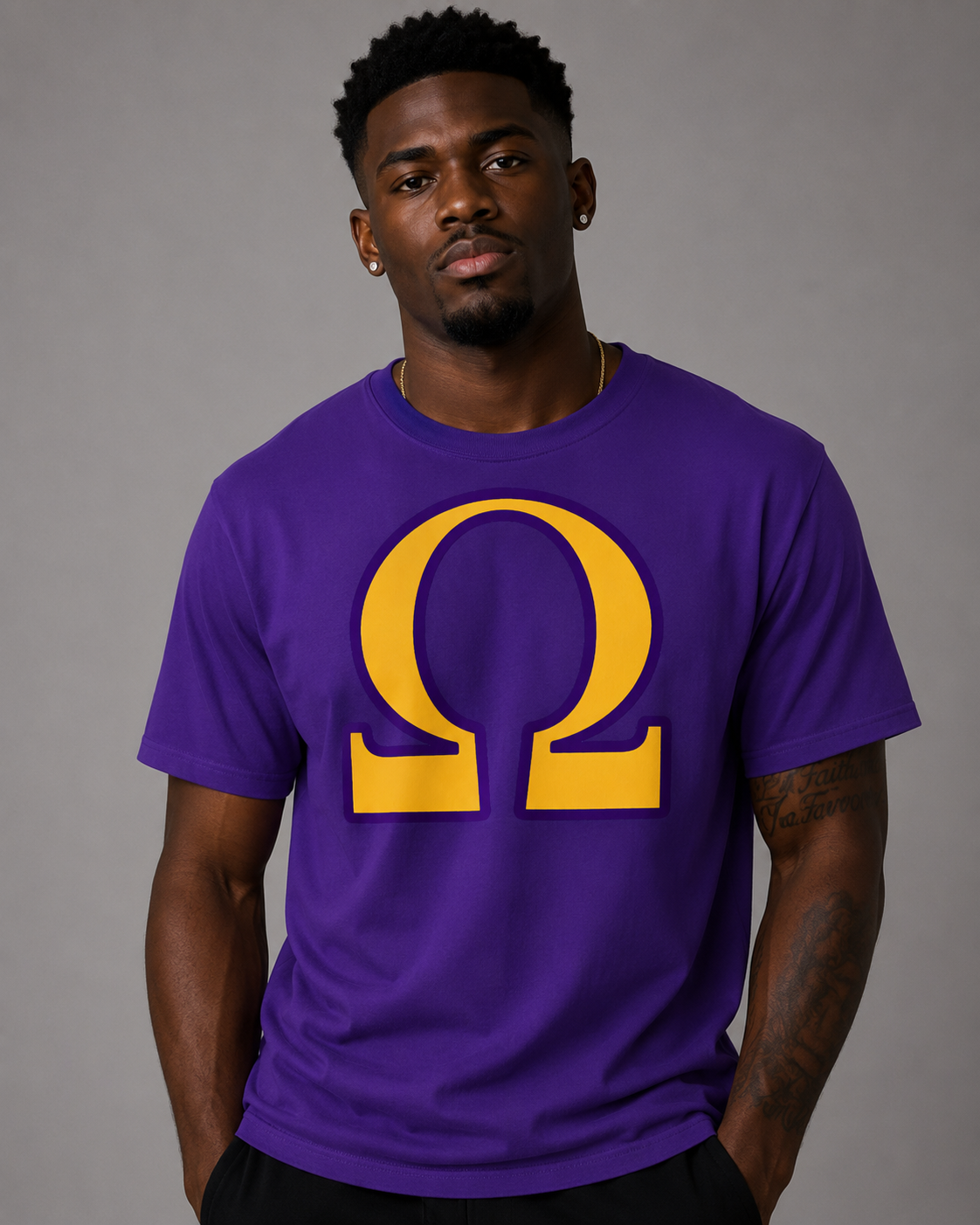Omega Letter Lightning Rod Purple T-shirt