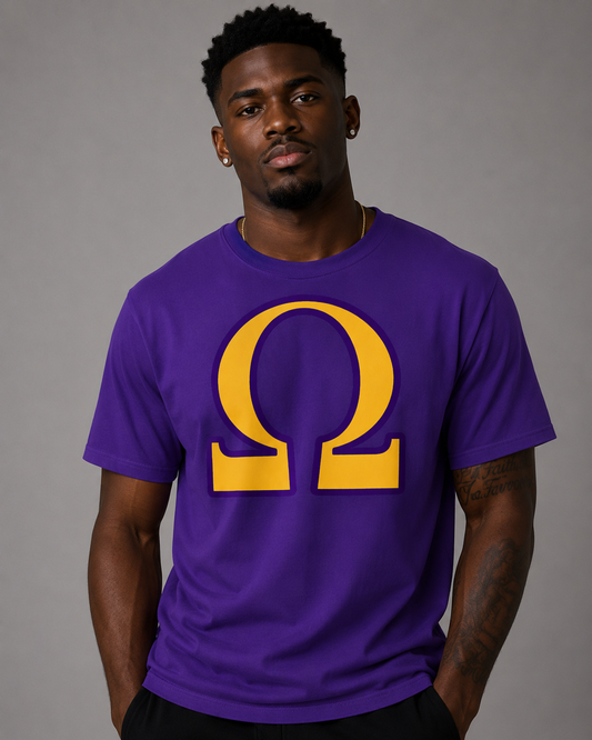 Omega Letter Lightning Rod Purple T-shirt
