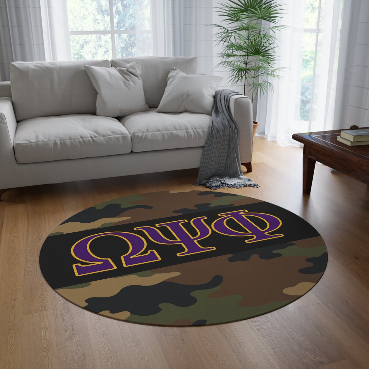 Omega Psi Phi Camo Round Rug