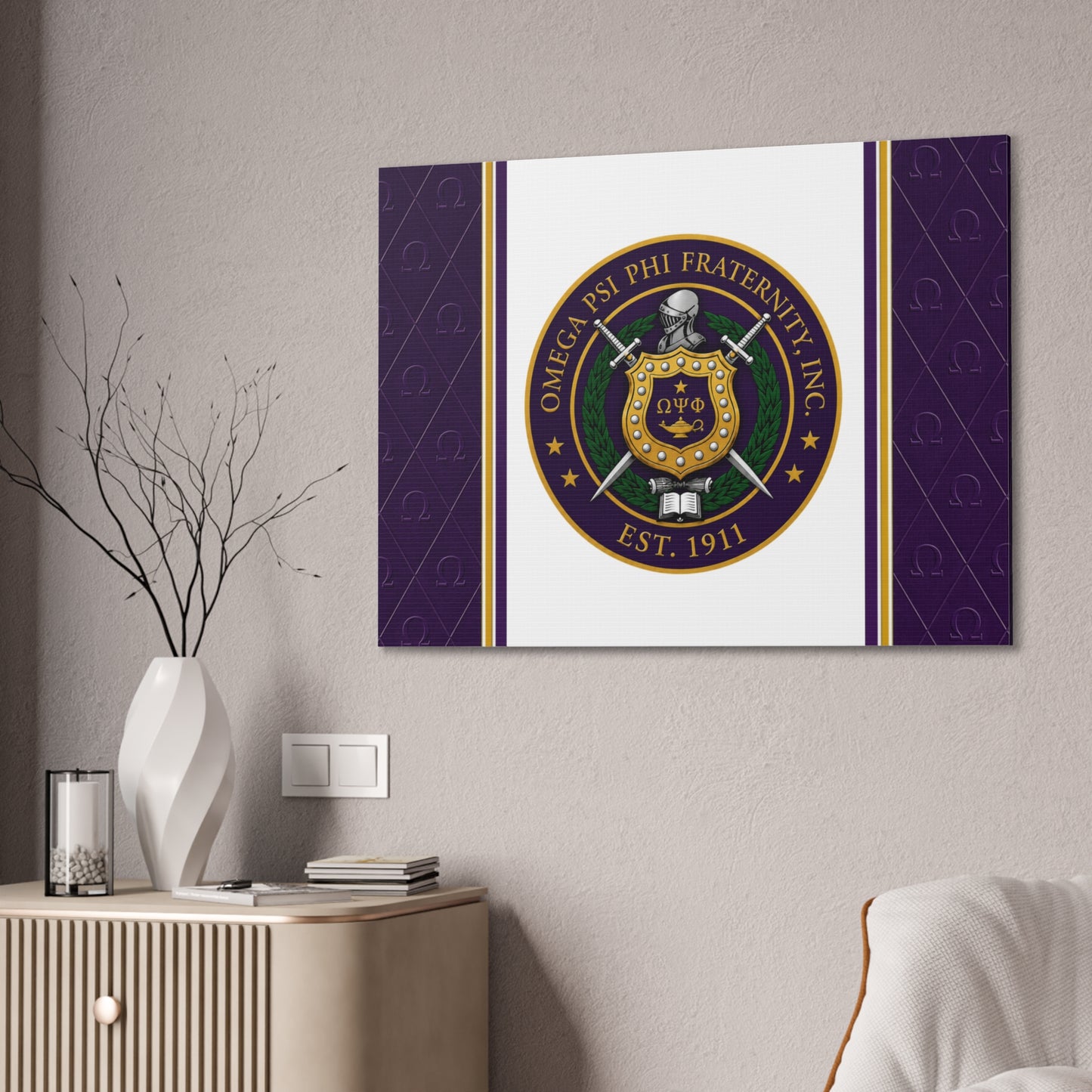 Omega Psi Phi Crest Horizontal Wall Canvas 2.0