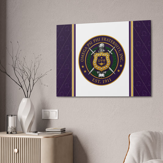 Omega Psi Phi Crest Horizontal Wall Canvas 2.0