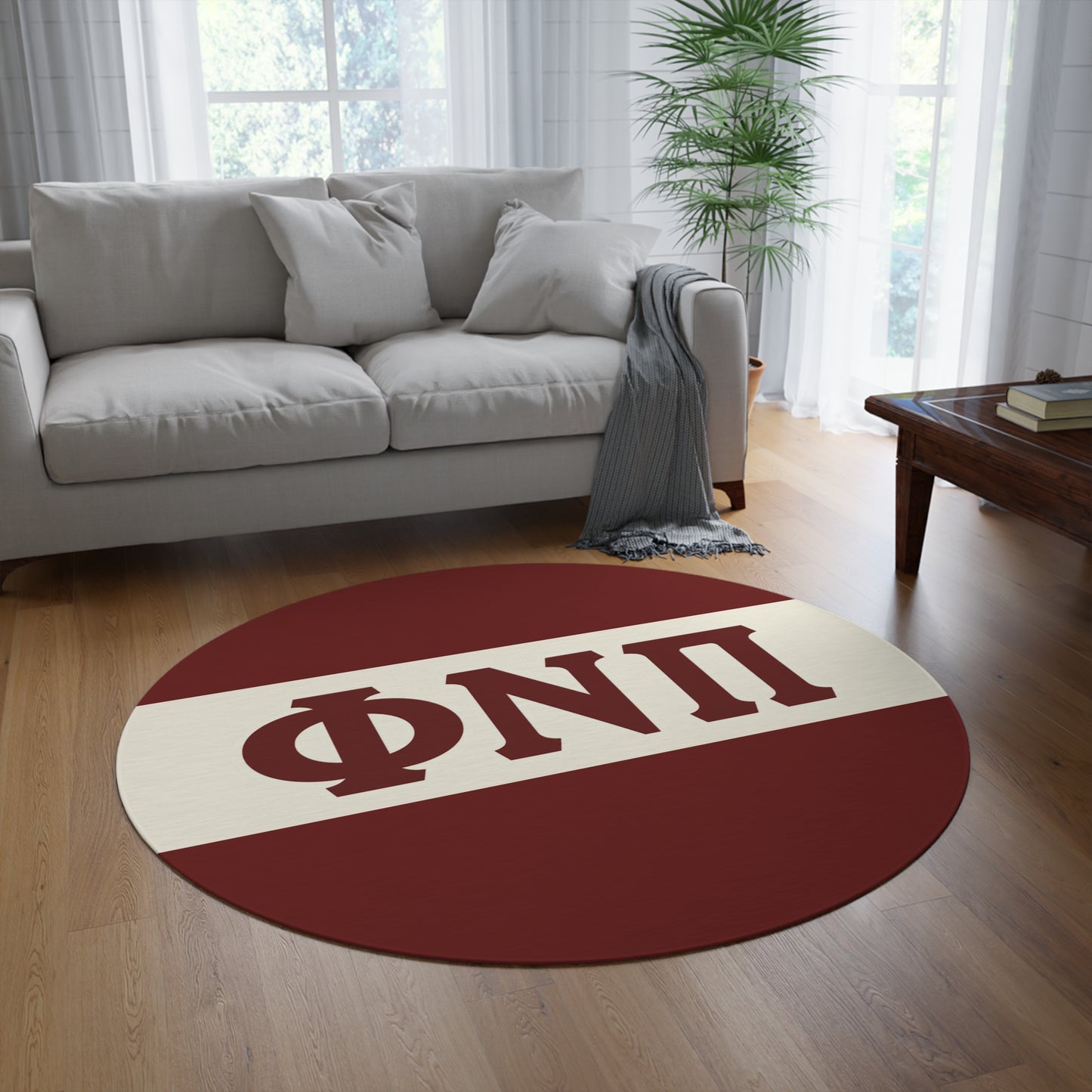 Phi Nu Pi Crimson Round Rug