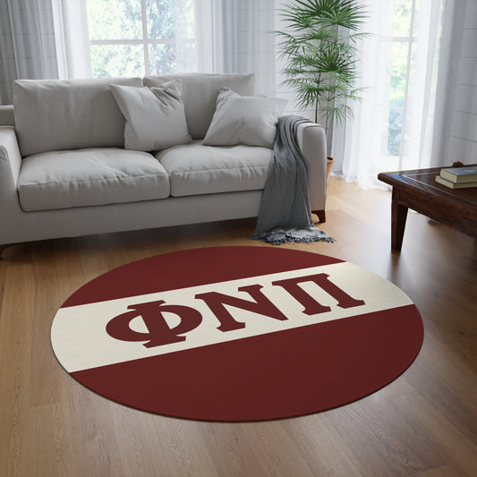 Phi Nu Pi Crimson Round Rug