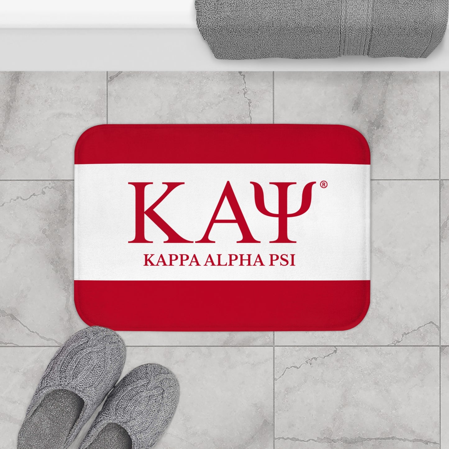 Kappa Licensed Memory Foam Bath Mat — Red & White