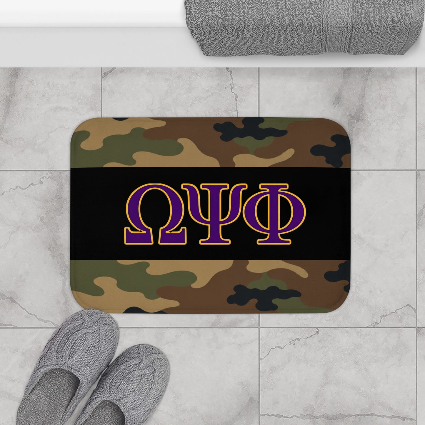 Omega Psi Phi Camo Bath Mat