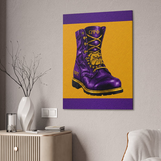 Omega Psi Phi Boot Vertical Wall Canvas