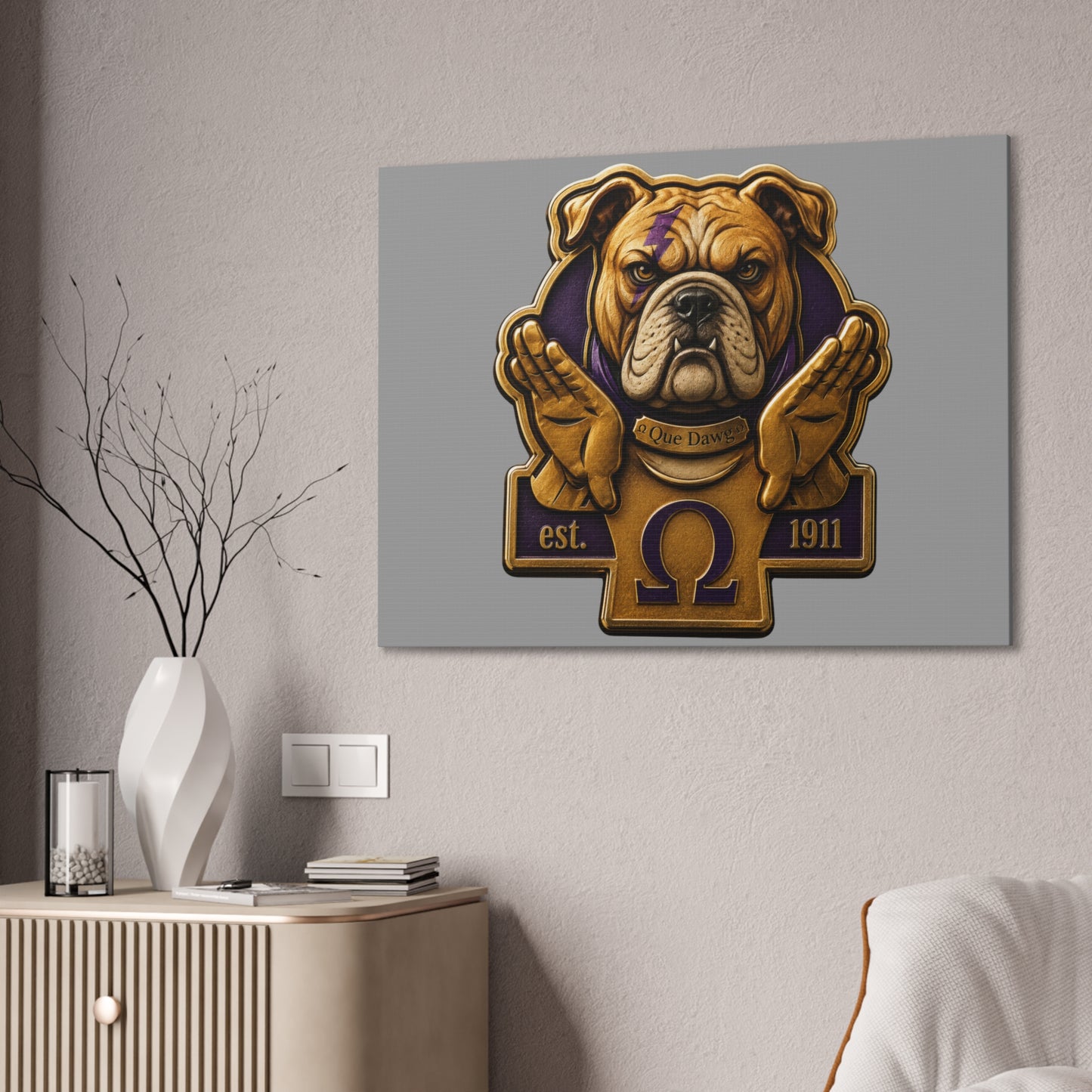 Que Dawg Gray Horizontal Wall Canvas