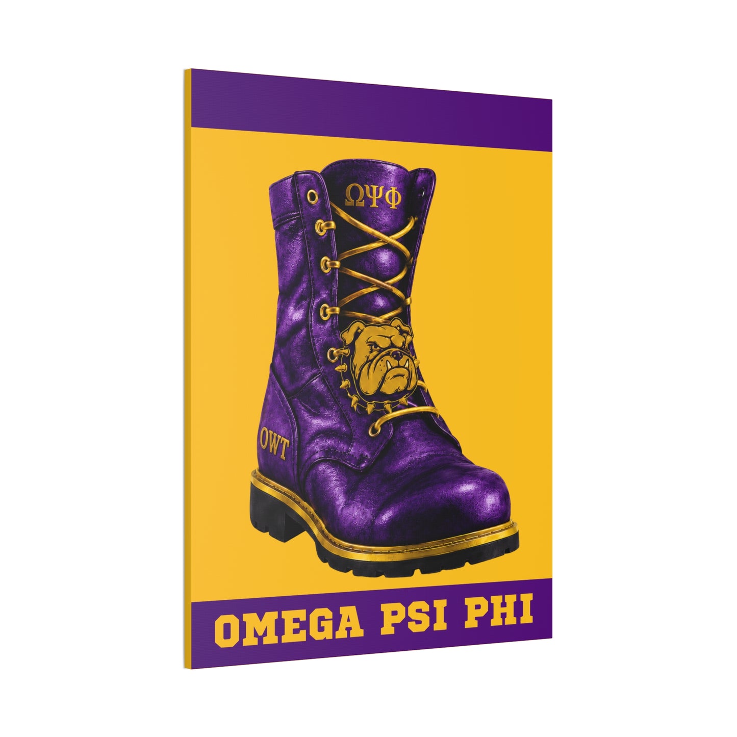 Omega Psi Phi Boot Vertical Wall Art Canvas