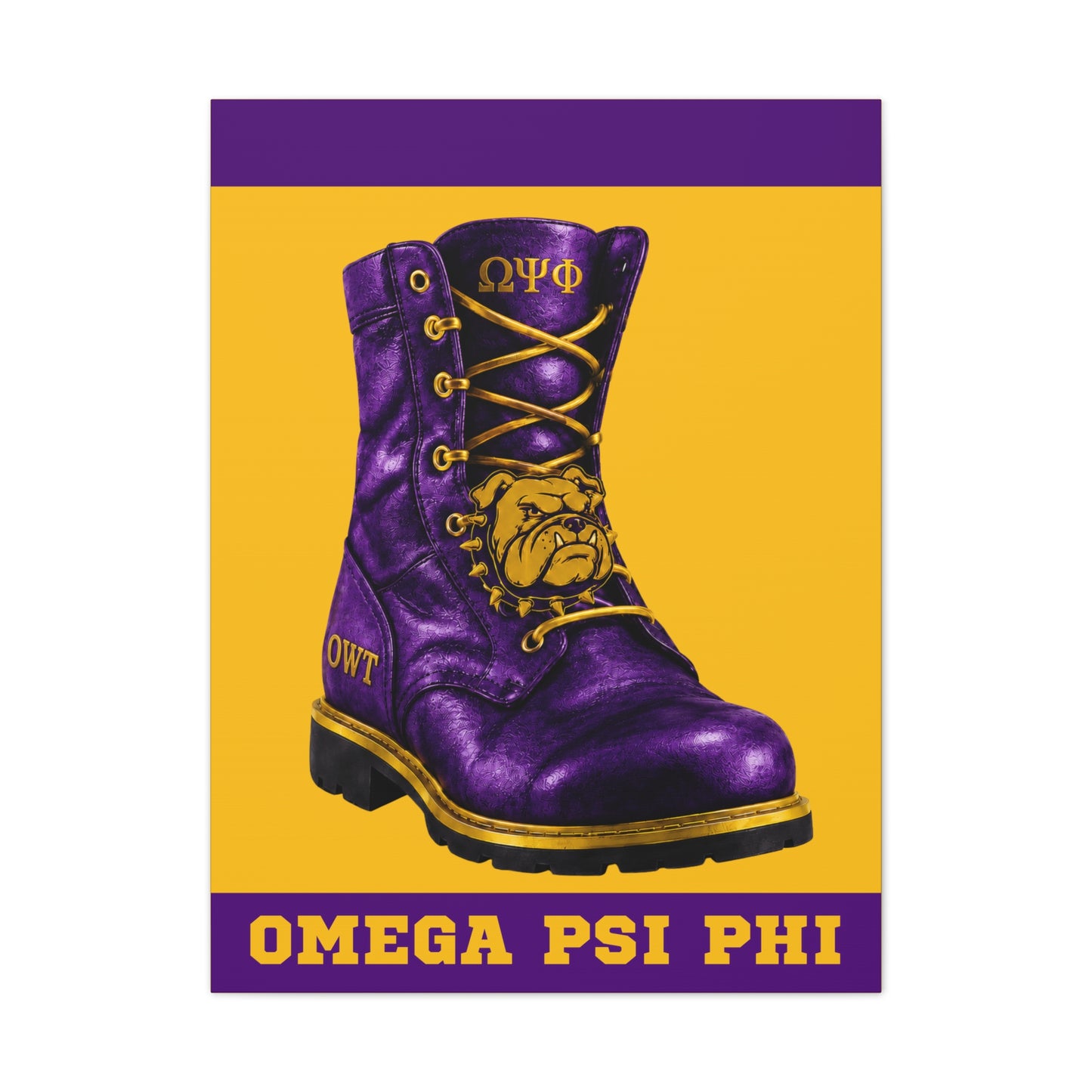Omega Psi Phi Boot Vertical Wall Art Canvas