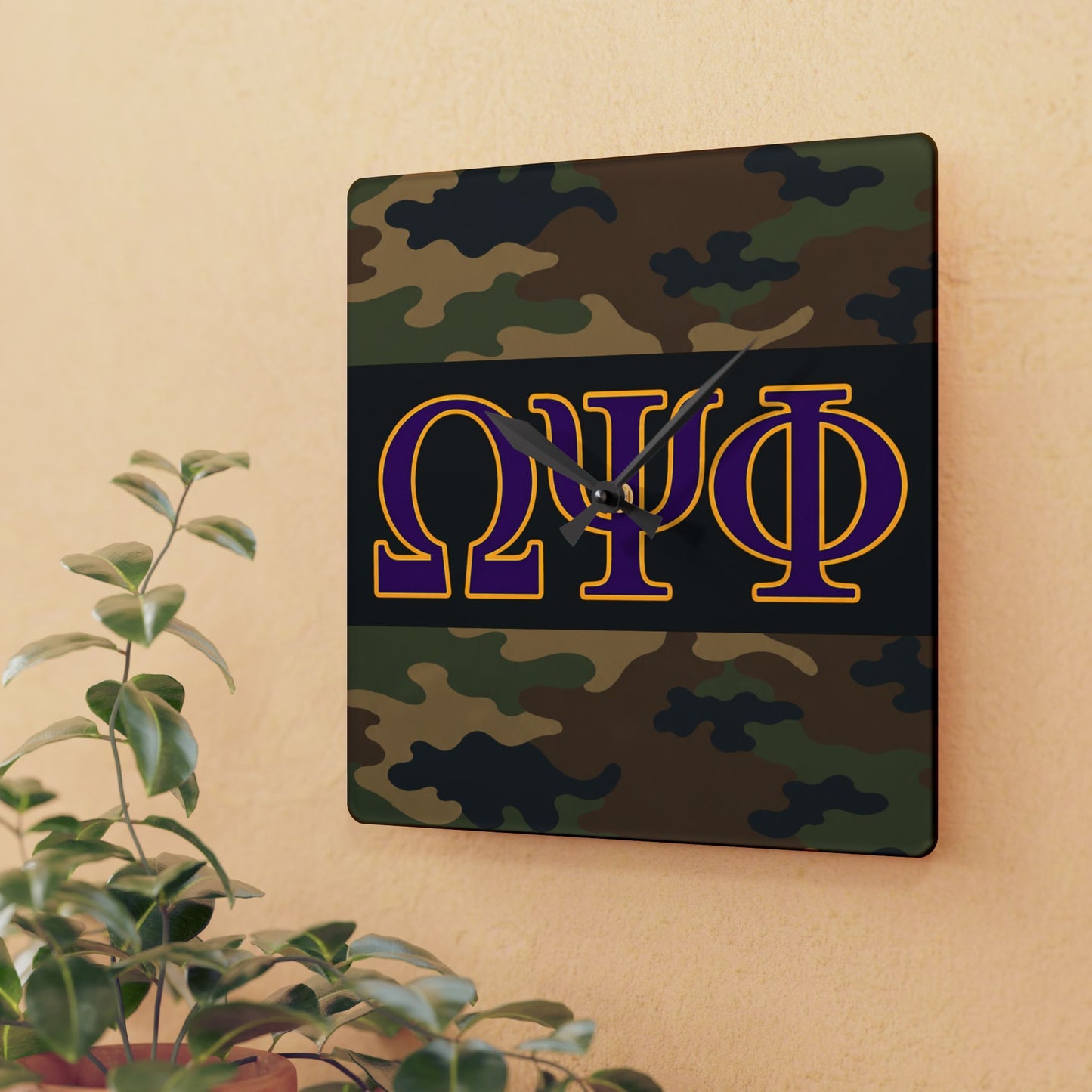 Omega Psi Phi Camo Square Wall Clock